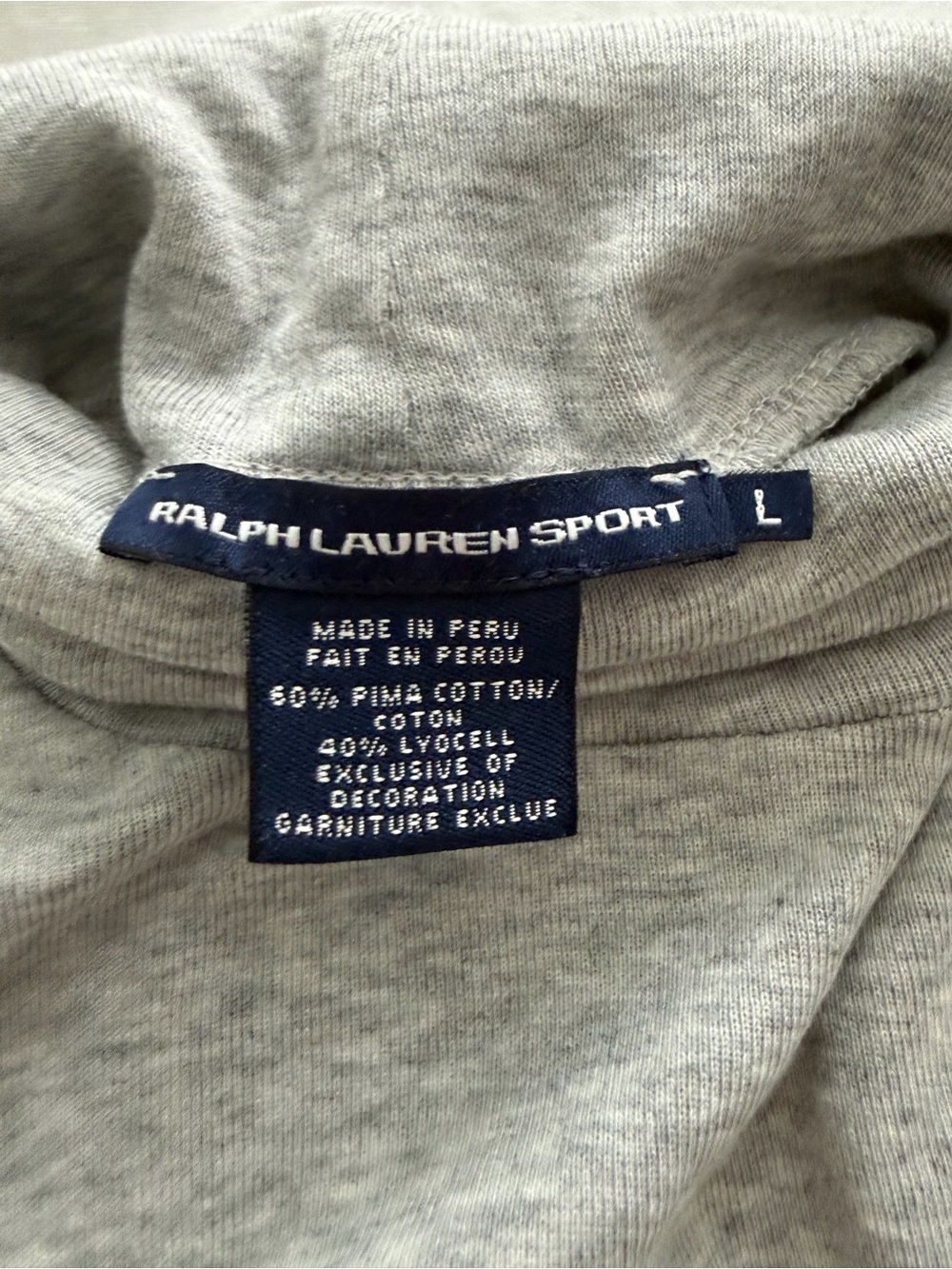 Polo Ralph Lauren Sport Pima Cotton Lightweight Gray Long Sleeve Turtleneck - Picture 7 of 8
